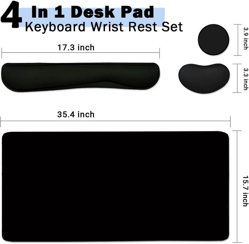 Yunoble Large Mouse Pad and Keyboard Wrist Rest, Desk Pad for Keyboard and Mouse, 4-in-1 Large Gaming Mouse Pad with Wrist Support, Desk Mat for Home Office Study Game-Black - Image 5